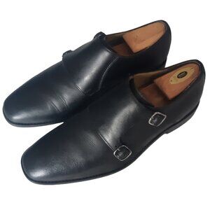 Cole Haan Size 10M Giraldo Double Monk II Strap Black Leather Loafers , C12444